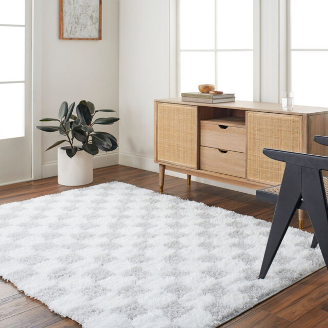 Theia Chevron Machine Woven Cream, Light Gray Area Rug