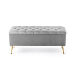 Amara Wide Velvet Tufted Rectangle Storage Ottoman Footstool Upholstered Bench with Legs for Living Room & Bedroom