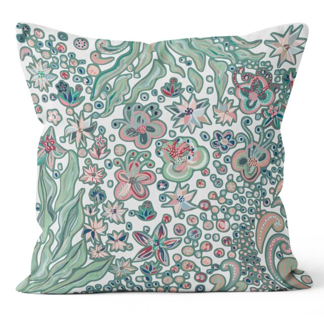 Indian Dreams (White) - Funky Art Cushion - Bellissima - House of Turnowsky Cushion