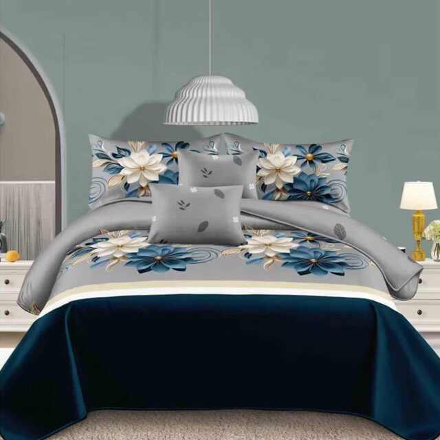 Complete Bedding Set Trendy 3D Printed Floral Design, Ultra-Soft Fabric – Includes Duvet Cover, Fitted Sheet & Two Pillowcase