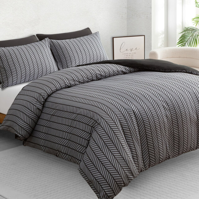 Microfiber Chevron / Zig Zag Duvet Cover Set