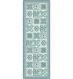 Damon Turquoise/White Indoor/Outdoor Rug