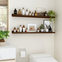 Floating Shelves Set Of 2, Wood Floating Shelves For Wall Mounted Shelf Picture Ledge Shelf Kids Bookshelf For Living Room Kitchen Bedroom Bathroom Bo