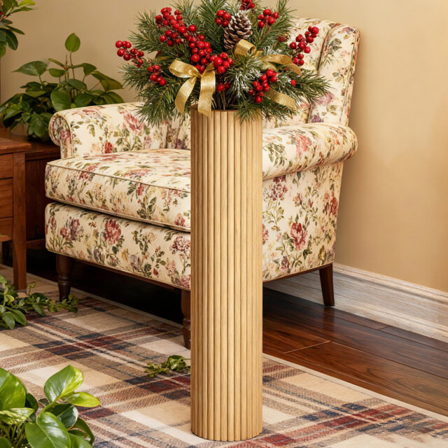 Azaleh 70cm Tall Wood Flower Vase Farmhouse / Rustic / Lodge / Rustic / Lodge Style Decor