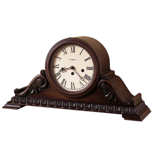 Newley Traditional Analog Wood Mechanical Tabletop Clock in Americana Cherry