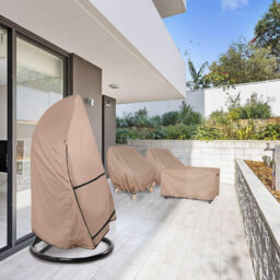 Patio Hanging Egg Chair Cover Waterproof Single Seat Swing Egg Chair with Stand Cover 45W x 33D x 68H inches