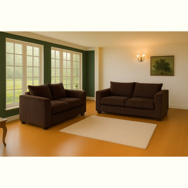 Jambo Cord 3 and 2 Seater High Back Cushion Sofa Set