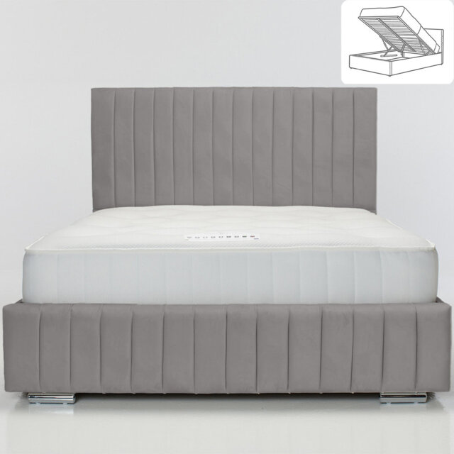 Aylei Wingback Ottoman Storage Bed - Plush Velvet Gas Lift Bed Frame with Headboard