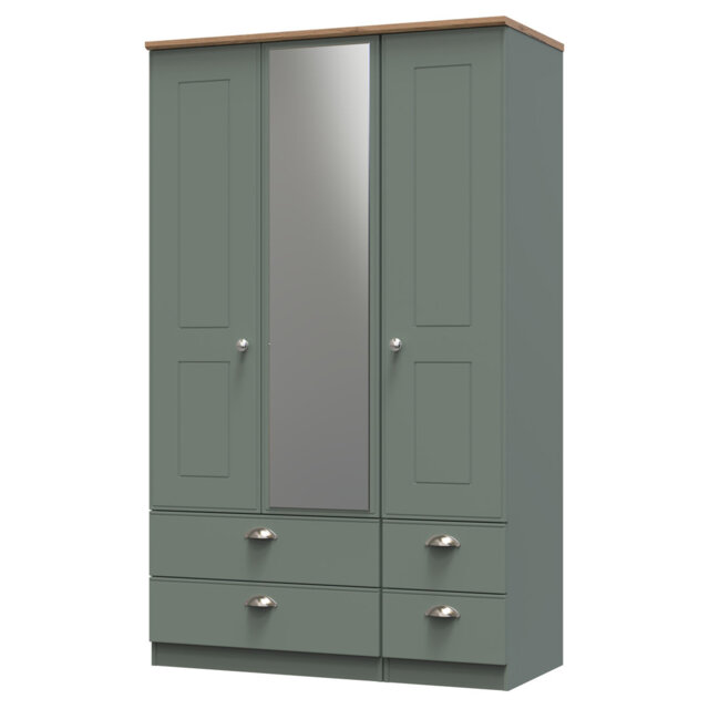 Conners Triple 4 Drawer Mirror Wardrobe