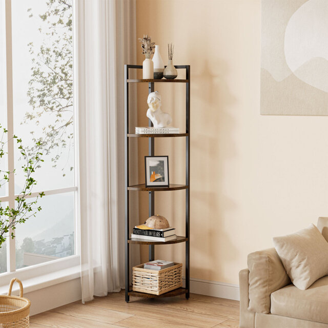 Janelle 150cm H x 42cm W Iron Corner Bookcase