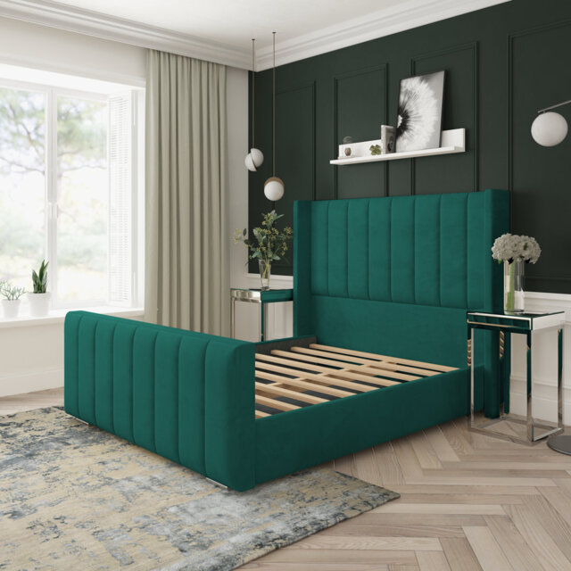 Aspen Plush Velvet Upholstered Bed Frame