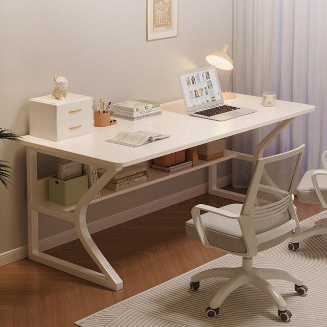 Modern Office Computer Desk with Metal Frame and Storage Shelf, 80x50x75 cm