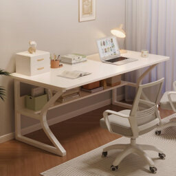 Modern Office Computer Desk with Metal Frame and Storage Shelf, 80x50x75 cm