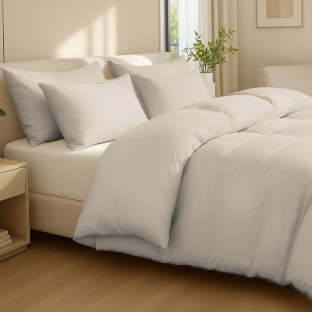 Cotton Solid Colour Duvet Cover Set with Pillow Shams Included