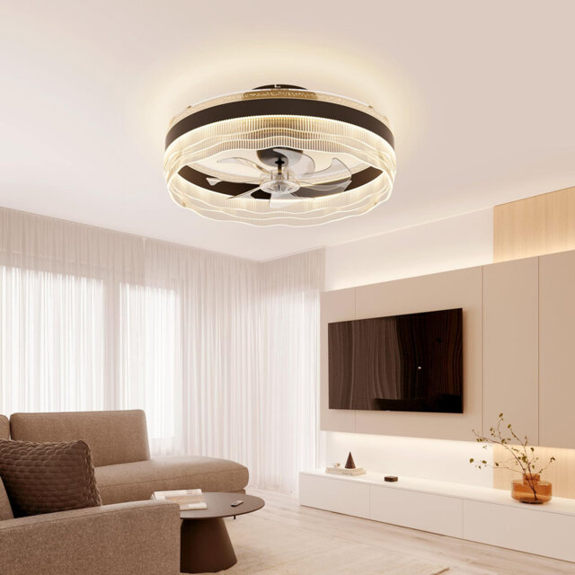 Ceiling Fan With Light For Bedroom LED Circle Ceiling Fan Light And Remote Control, 6-Speed Quiet, 3 Color Dimmable LED