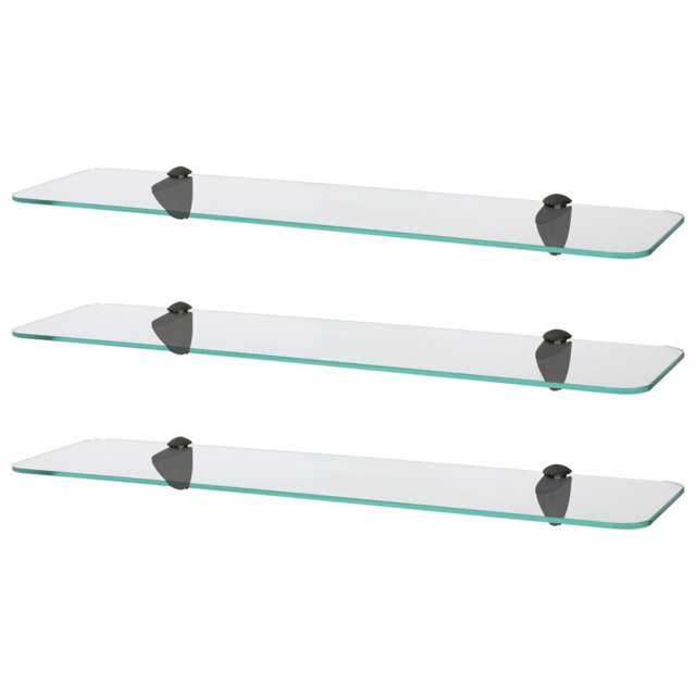 Harbour Housewares - Rounded Floating Glass Shelves with Metallic Brackets