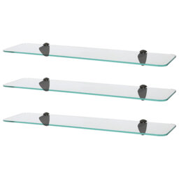 Harbour Housewares - Rounded Floating Glass Shelves with Metallic Brackets