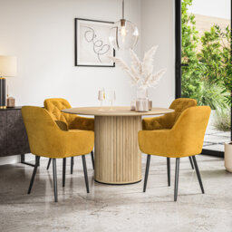 Arlo Black Table Top W Black Legs + Anika Velvet Dining Chair Green Set Of 4