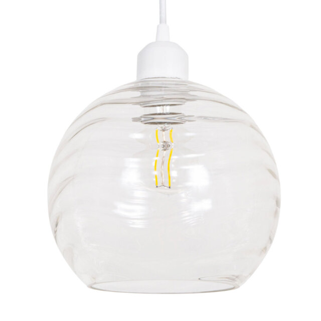 Modern Designer Circular Ribbed Glass Non Electric Pendant Lamp Shade