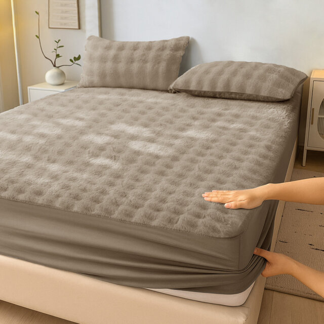 Luxury Thermal Supersoft Faux fur Fitted Sheet - Alpine