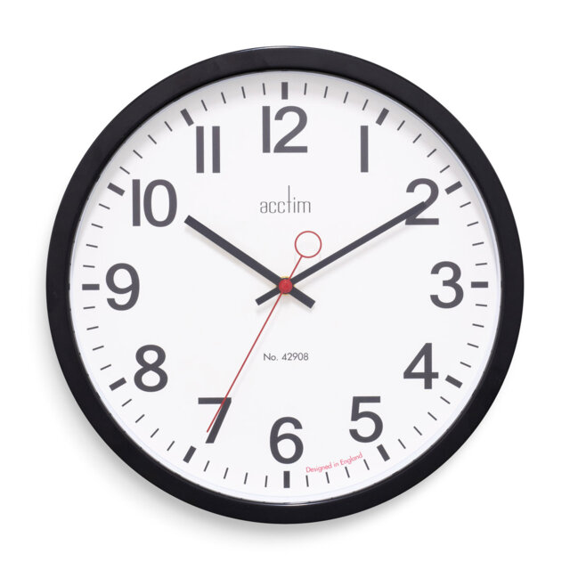 Acctim Kempston Wall Clock Metal Energy Efficient Movement Glass Lens 35cm