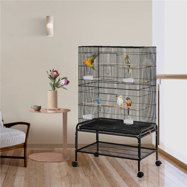 134.5cm Steel Flat Top Floor Bird Cage with Wheels
