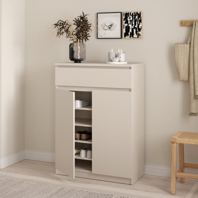 Naia Shoe cabinet with 2 Doors 1 Drawer in Cashmere