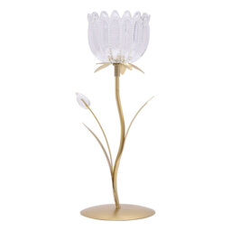 27.5Cm Glass Metal Tabletop Votive Holder