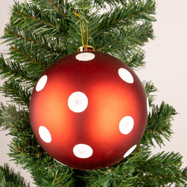 60mm/18Pcs Christmas Baubles Shatterproof Red White Polka Dots,Tree DÃ©cor