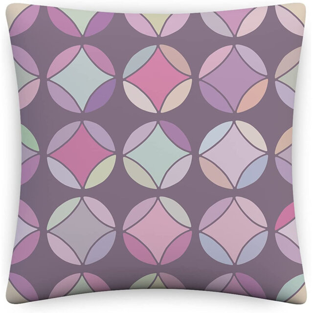 Indoor / Outdoor Geometric Purple Square Cushion Cover
