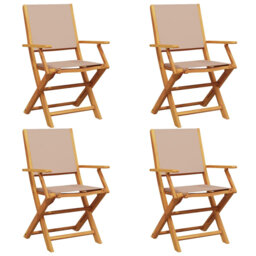 Vidaxl Folding Garden Chairs in Beige Fabric and Solid Wood