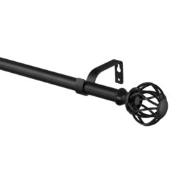 Matte Black Adjustable Curtain Pole Set