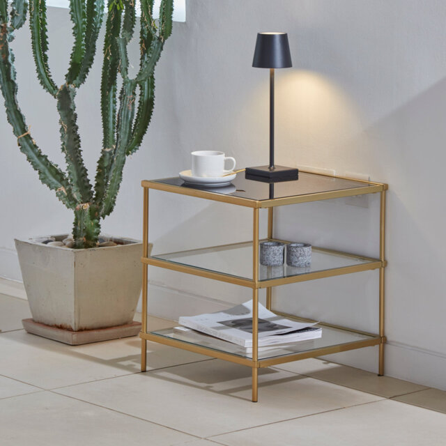 Vicente Glass Top Frame End Table