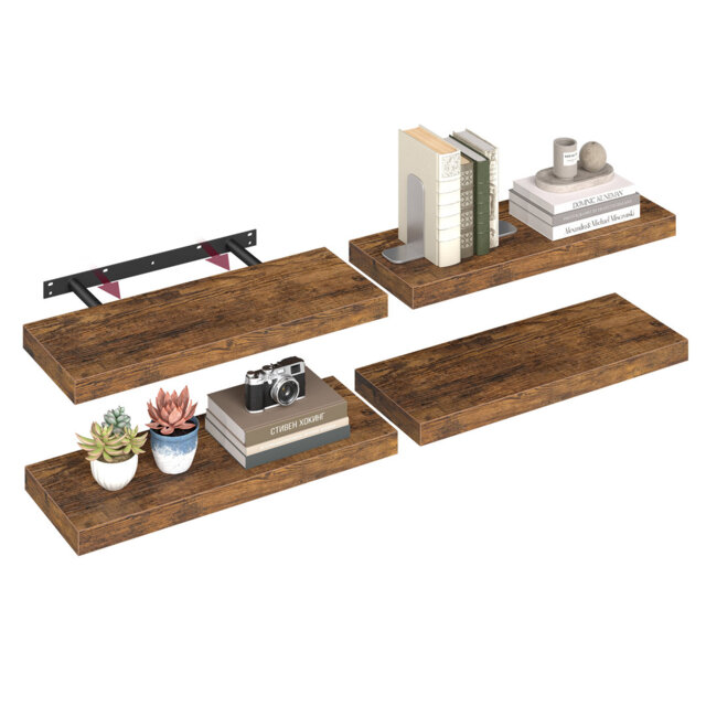 Wall Shelf, Floating Shelf, 20 X 40 X 3.8 Cm, Wall Shelf For Photo Frames, Decoration, For Living Room, Study, Kitchen, Rustic Brown