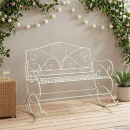 Garden Bench Steel Outdoor Seating Patio Furniture Vintage Relaxation