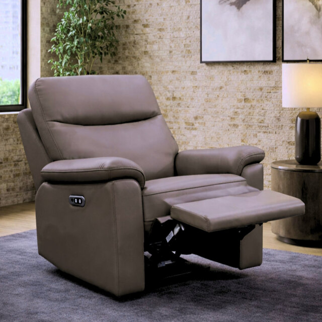 Alessandrina Real Leather Power Recliner Armchair with USB Charging
