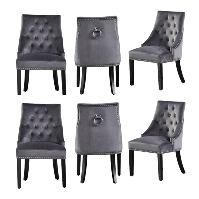 Scott Velvet Dining Chairs - Ergonomic Scoop Knockerback and Solid Wood Legs - Tufted Side Chair for Dining Room Kitchen Living Room