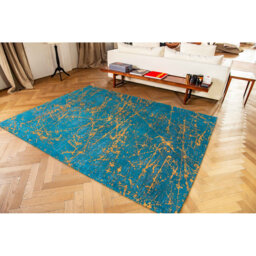 Stellar Lightning Machine Woven Turquoise Rug