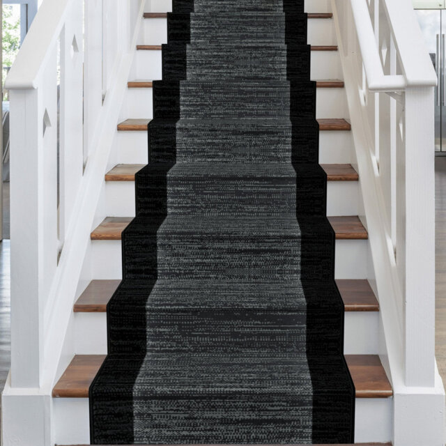 Morning Mist Black Stair Runner – Soft & Durable Carpet Runner for Stairs & Staircases, Multiple Lengths