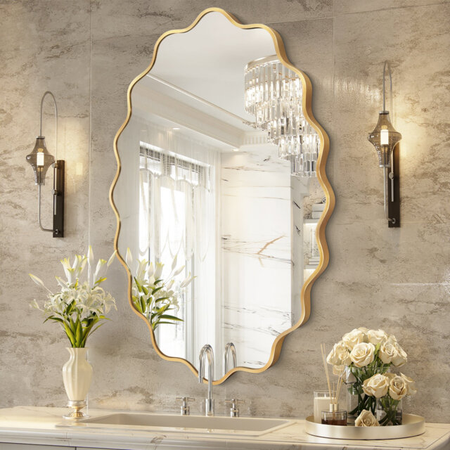 Elegant Oval Wavy Wall Mirror – Modern Decorative Mirror For Living Room, Bedroom, Bathroom, Or Entryway – Stylish Home Décor Accent