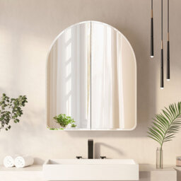 Arched Wall-Mounted Bathroom Mirror Cabinet with Shelves