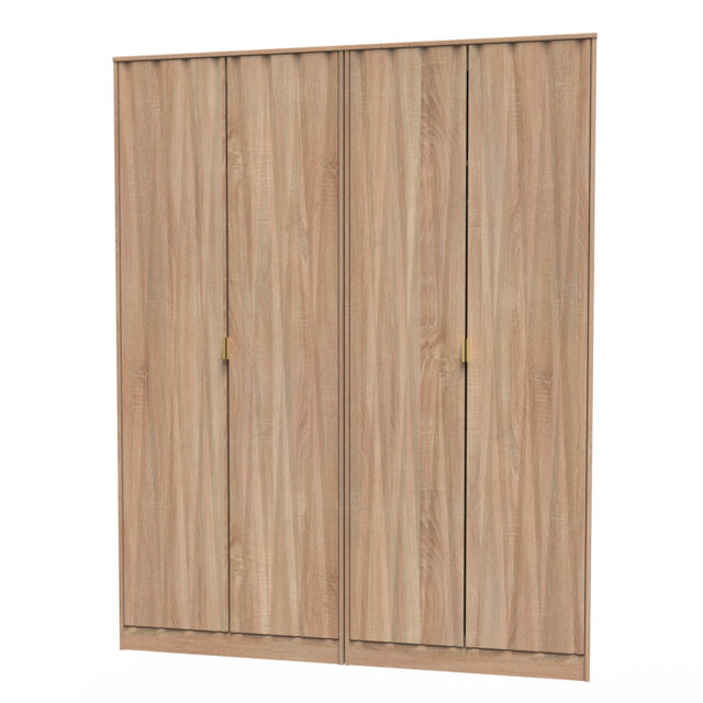 Baturhan Tall 4 Door Double Wardrobe in Bardolino Oak