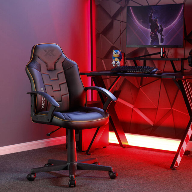 X Rocker Adjustable Swiveling PC & Racing Game Chair in Black/Gold