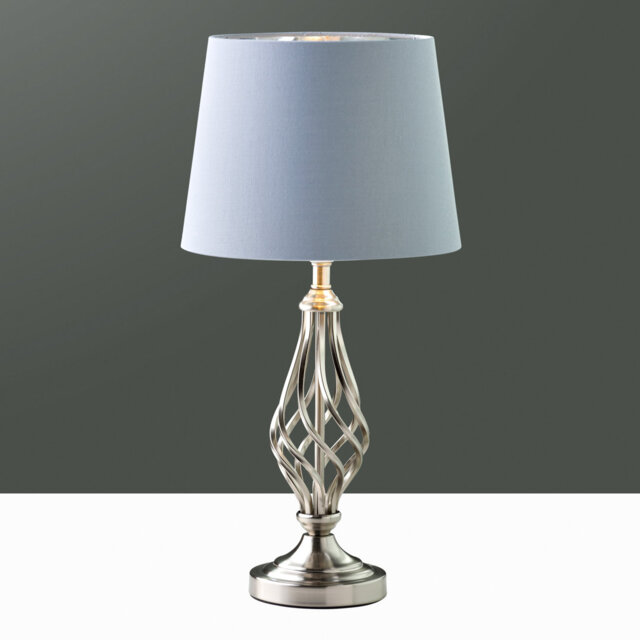 Zoey 49Cm Twist Metal Grey Silver Metal Table Lamp
