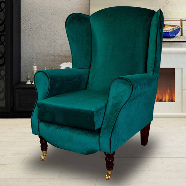 Teal Velvet Fireside Armchair