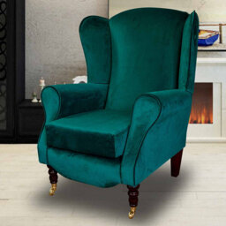 Teal Velvet Fireside Armchair