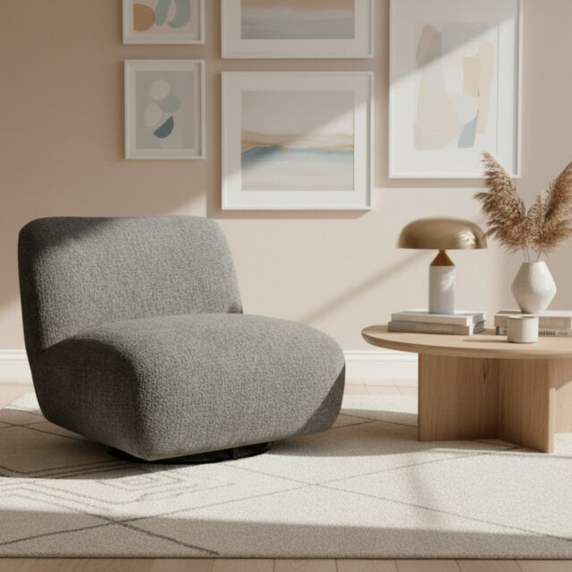 Upholstered Chenille Swivel Slipper Chair