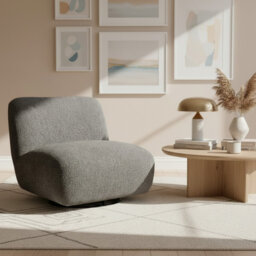 Upholstered Chenille Swivel Slipper Chair