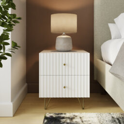 Alipio Ribbed 2 Drawer Bedside Table