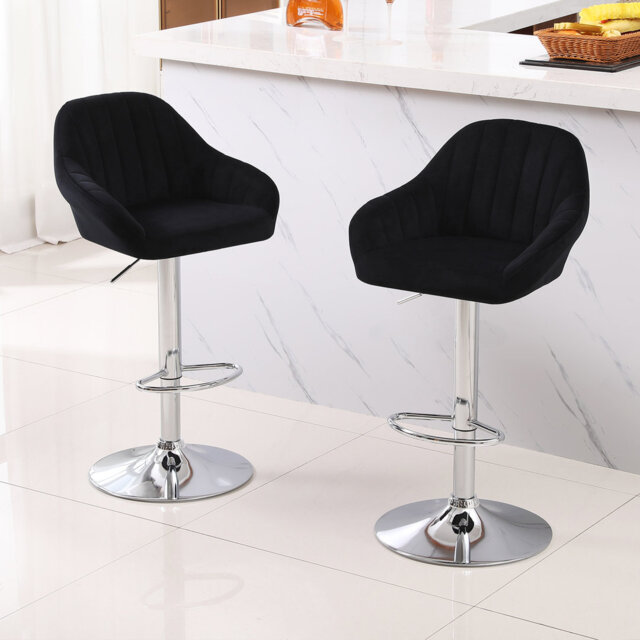 Swivel Upholstered Adjustable Height Counter Stool with Metal Frame